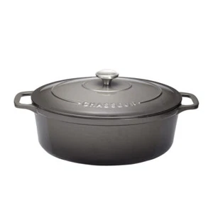 Cocotte ovale 33 cm chasseur gris caviar intérieur noir fonte émaillée 41x26 cm - Imagen 1 de 1