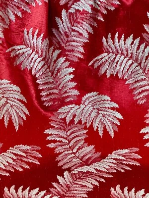 Cortina drapeada vintage Hollywood Regency 1920’s cetim vermelho damasco era pano de casca - Imagem 1 de 4