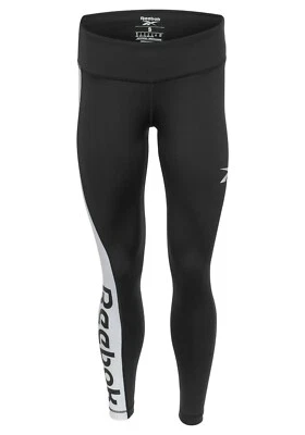 Reebok Linear Logo Poly Damen Leggings Women Sport Fitness Trainingshose Schwarz