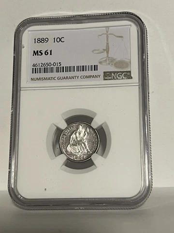1889 Seated Liberty Dime NGC MS 61 Cover