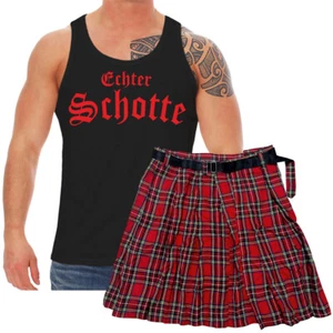 Canotta uomo maglietta muscolosa VERA SCOZZESE con gonna scozzese kilt costume carnevale - Foto 1 di 2