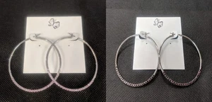 Pendientes de aro de moda con diamantes de imitación (plata) - Imagen 1 de 9