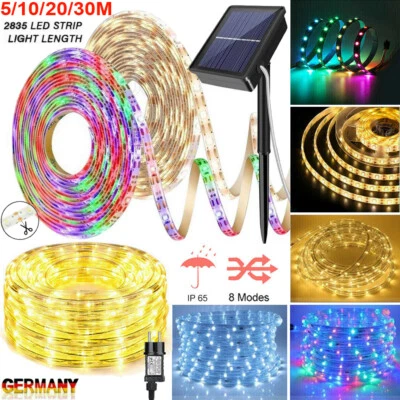LED Lichterschlauch Stripe Streifen Lichtband Lichterkette 5M-30M Licht Solar/EU - Bild 1 von 4