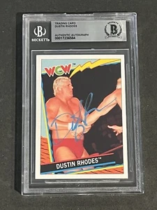 DUSTIN RHODES 1992 TOPPS UK WCW SIGNED AUTOGRAPHED CARD BECKETT BAS AUTHENTIC - Picture 1 of 2