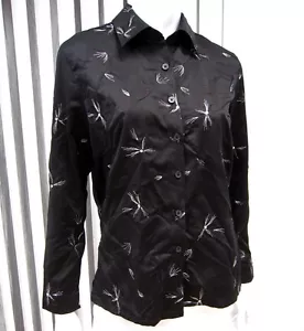 FRENCH LAUNDRY LONG SLEEVE EMBROIDERED BLOUSE SIZE S SMALL BLACK FLORAL 027 - Imagen 1 de 9