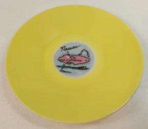 Platillo de salsa para platos amarillo Nassau Bahamas recuerdo vintage ENVÍO RÁPIDO - Imagen 1 de 4