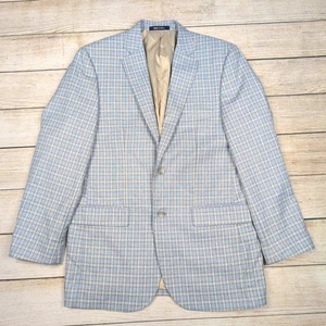 Alan Flusser Mens 38R Blue Plaid Two Button Blazer Sport Coat - Picture 1 of 12