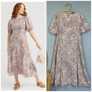 Sportsgirl Marvel Dress Printed Midi Linen Blend Size 18 XL Floral Flower - Picture 1 of 11
