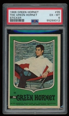 GREEN HORNET 1966 TOPPS GREEN HORNET STICKER #35 CARD w/BRUCE LEE PSA 6 - Image 1 of 2