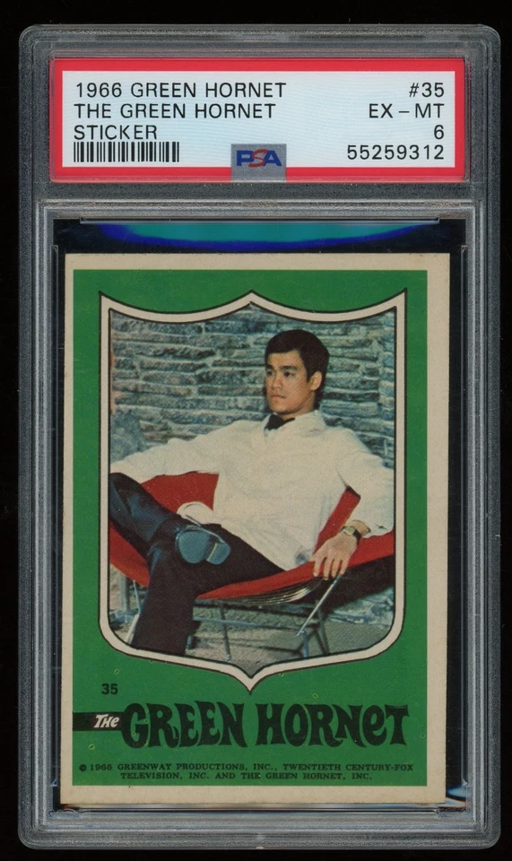 GREEN HORNET 1966 TOPPS GREEN HORNET STICKER #35 CARD w/BRUCE LEE PSA 6 - Image 1 of 2