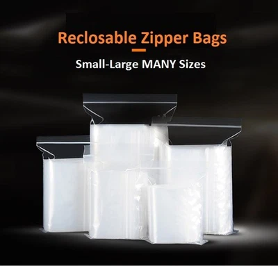 ALL SIZE Reclosable Seal Bag Plastic Poly Bags Jewelry Zipper Baggie 2M - Image 1 of 4