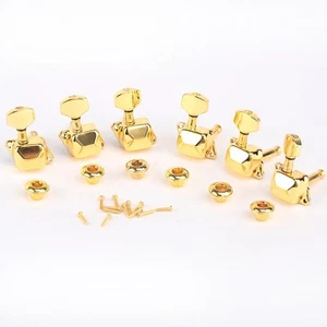 Musiclily Gold 6 cabezas de máquina de guitarra semi selladas en línea juego de afinación para mano derecha - Imagen 1 de 3