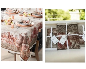 Mantel WILLIAMS SONOMA Otoño Pastos/Caballos Tradicionales 70x108 y 8 Servilletas - Imagen 1 de 13