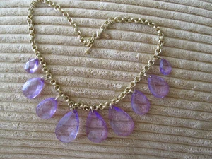 Joan Rivers Gold-tone Statement Necklace With lavender dangle crystals - Picture 1 of 8