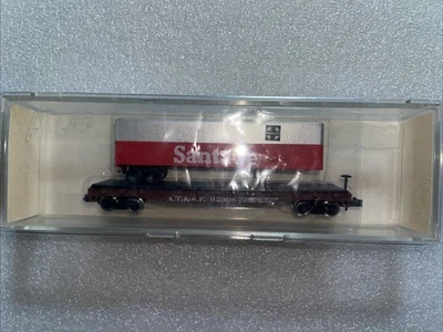 Atlas N Scale ATSF #92308 Flat Car W/40' Trailer Load, New. Rapido Couplers. - Image 1 of 2