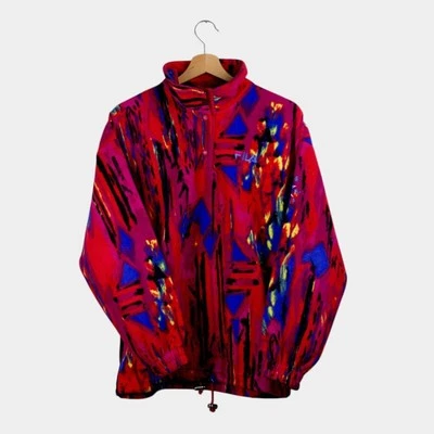Vintage FILA Fleece Pullover Pink Red Logo Mens M - S 1990's 1/4 Italy - Image 1 of 4