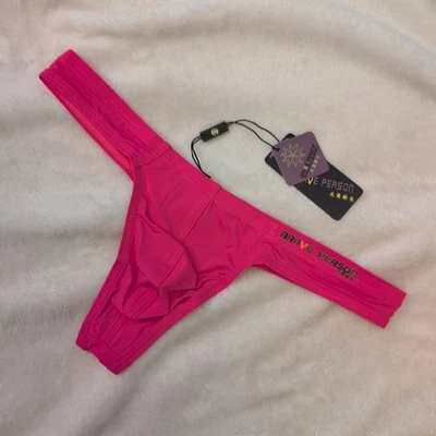 Brave Person Men's Hot Pink Cute Sexy Cheeky Thong Panty Underwear - Image 1 of 2