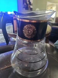 Vintage Mid Century David Douglas Flammfeste Kaffeekanne Karaffe Schwarz Gold - Bild 1 von 6