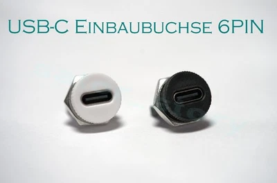 USB-C Buchse Einbaubuchse 6PIN Port Gehäuse Schwarz Weiß zum Löten DIY - Bild 1 von 3