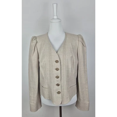 Alphorn Damen Trachtenjacke 40 L beige creme Blazer wunderschön Leinen - Bild 1 von 4