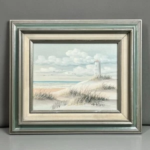 Vintage Meereslandschaft & Leuchtturm Ölgemälde gerahmt signiert von Strive 14,5"x12,5" - Bild 1 von 14
