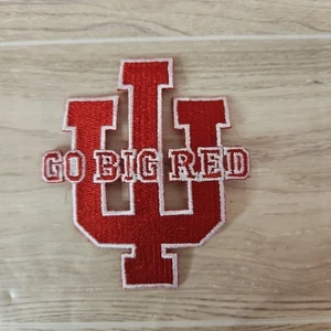 Indiana University "Go Big Red" Iron On Embroidered Patch - Red With White Edges - Picture 1 of 4