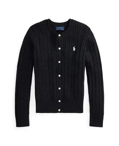 Polo Ralph Lauren Girls Mini Cable Knit Cotton Cardigan Black L NWT - Picture 1 of 2