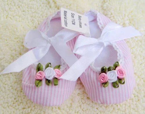 NEWborn Sweet Pink Gifted Princess Ballerina Cotton Shoes 0-6 months STRIPY - image 1 of 1