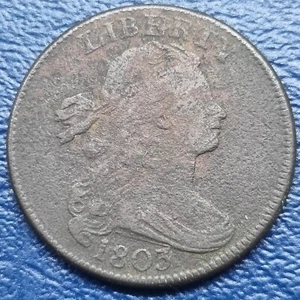 1803 Draped Bust Large Cent 1c Early Copper Coin Better Grade VF Details #71274 - Picture 1 of 2