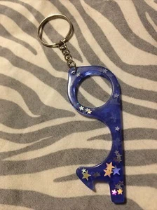 Handmade Resin Midnight Blue Star Contactless Door Bottle Opener Keychain - Picture 1 of 3