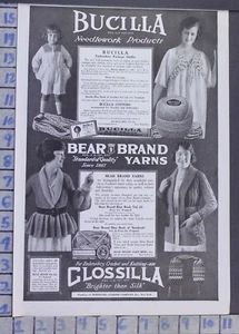 1919 BUCILLA EMBROIDERY CROCHET KNIT YARN FASHION CRAFT VINTAGE ART AD BW64 - Picture 1 of 1