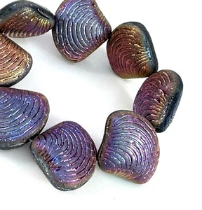 Cuentas Shell, 15x18mm, Negro con Acabado Mate Metálico, Checo, 8 Piezas - Imagen 1 de 2