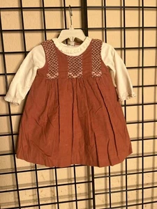 NWT NEW Pink Smock Beautiful Dress/bodysuit Cotton Cord Dress-Hug Me First 9/12M - Picture 1 of 10
