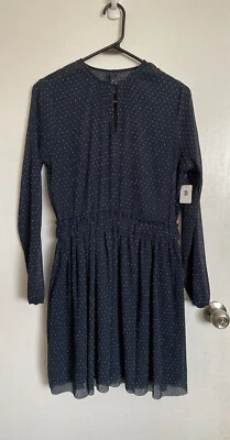 Pepe Jeans Polka Dot Long Sleeve Navy Blue Women’s Dress - Size S - Image 1 of 4