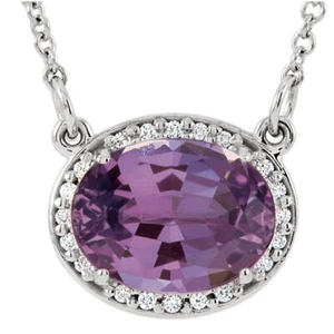 Collar blanco de amatista natural de 14 K y diamante natural de 16,5" 0,05 CTW - Imagen 1 de 1