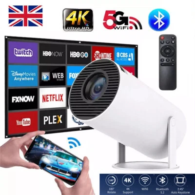 5G 4K Projector Smart HD LED WiFi Bluetooth HDMI USB Android for Office Home - Image 1 of 4