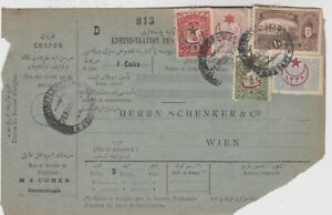 Turkey-1916 PS packet card cover for sending a Constantinople parcel to Austria