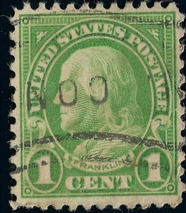 Green Ben Franklin Unique Flag Cancel US STAMP 1C Used CON Connecticut Rotary - Picture 1 of 5