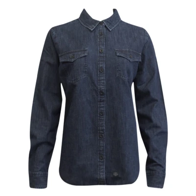 Harley-Davidson Women's Navy Blue Denim L/S Woven Shirt (S03) - Image 1 of 4