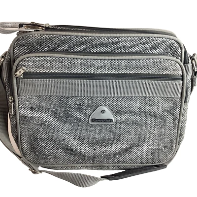 Vtg Samsonite Profile Tweed Travel Bag Laptop Briefcase Light Gray 14x12x8" — 第 1/4 张图片