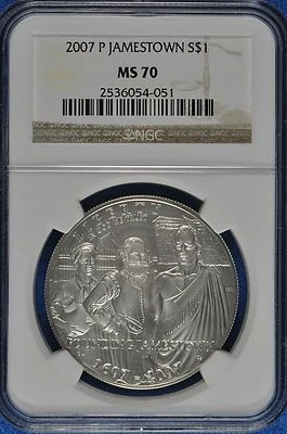 2007 P Jamestown $1 Silver 400th Anniversary coin-NGC MS 70 - Image 1 of 2
