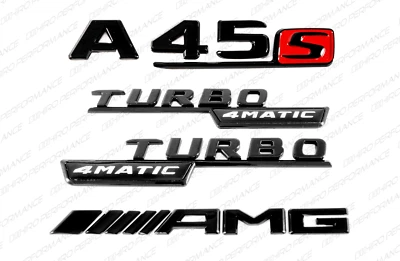 Gloss Black Emblem Logo Letter for Mercedes-Benz A45s Turbo 4Matic AMG W176 W177 - Image 1 of 4
