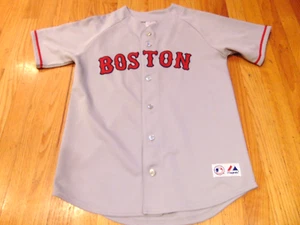 VINTAGE MAJESTIC MLB BOSTON RED SOX DUSTIN PEDROIA GRAY JERSEY YOUTH L - Picture 1 of 4