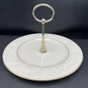 Lenox Porcelain Dessert 8" Platter w/ Gold Handle Fruit Of Life Pattern - Picture 1 of 7