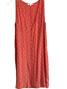 Madewell Women's Heather Button-Front Dress in Polka Dot Pink Tank Shift Medium - Picture 1 of 5