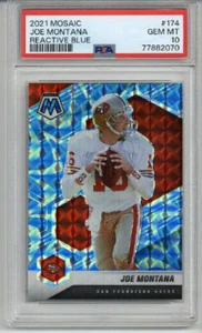 2021 PANINI MOSAIC REACTIVE BLUE #174 JOE MONTANA CARD 49ERS PSA 10 LOW POP RARE - Picture 1 of 2