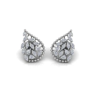 2.10 Ct Lab Grown CVD Marquise Pear Round Diamond Stud Earrings 18k White Gold - Picture 1 of 6