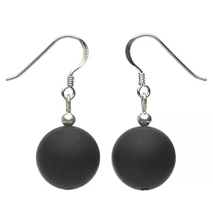 Orecchini Pendenti IN Onice & 925 Argento, Nero, Opaco Effetto Seta, Orecchini - Foto 1 di 1