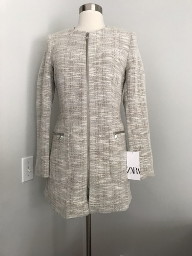 OFF WHITE GIUBBINO ZARA NUOVO CON ETICHETTE COTONE POLIESTERE DOPPIO ZIP ZIP ZIP TASCA FODERATA TAGLIA S