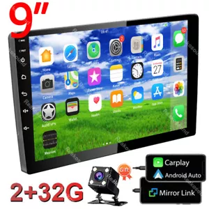 9" Double 2 Din Android Touch Screen 2+32G Car Stereo Radio BT GPS Navi Carplay - Picture 1 of 12
